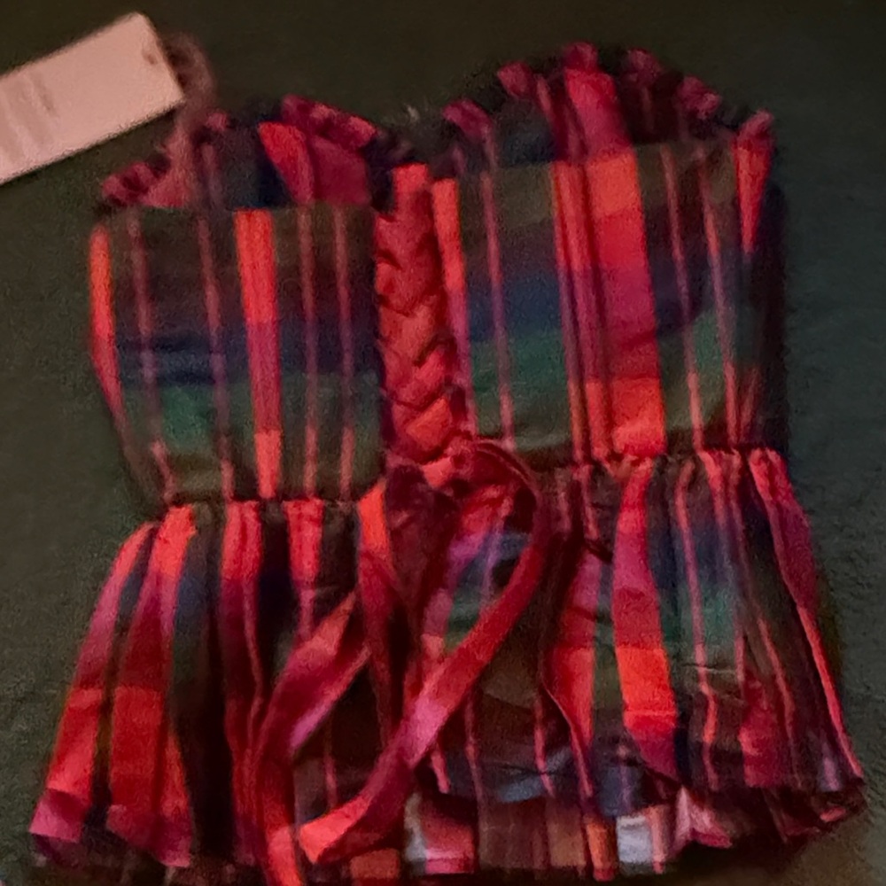 Plaid Bustier Top in Red and Green - Picture 4 of 4